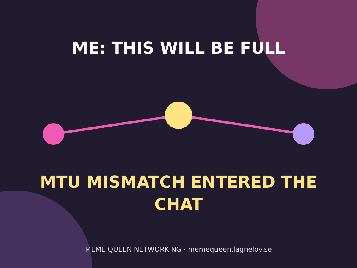 ME: THIS WILL BE FULL MTU MISMATCH ENTERED THE CHAT Original OSPF typography meme.