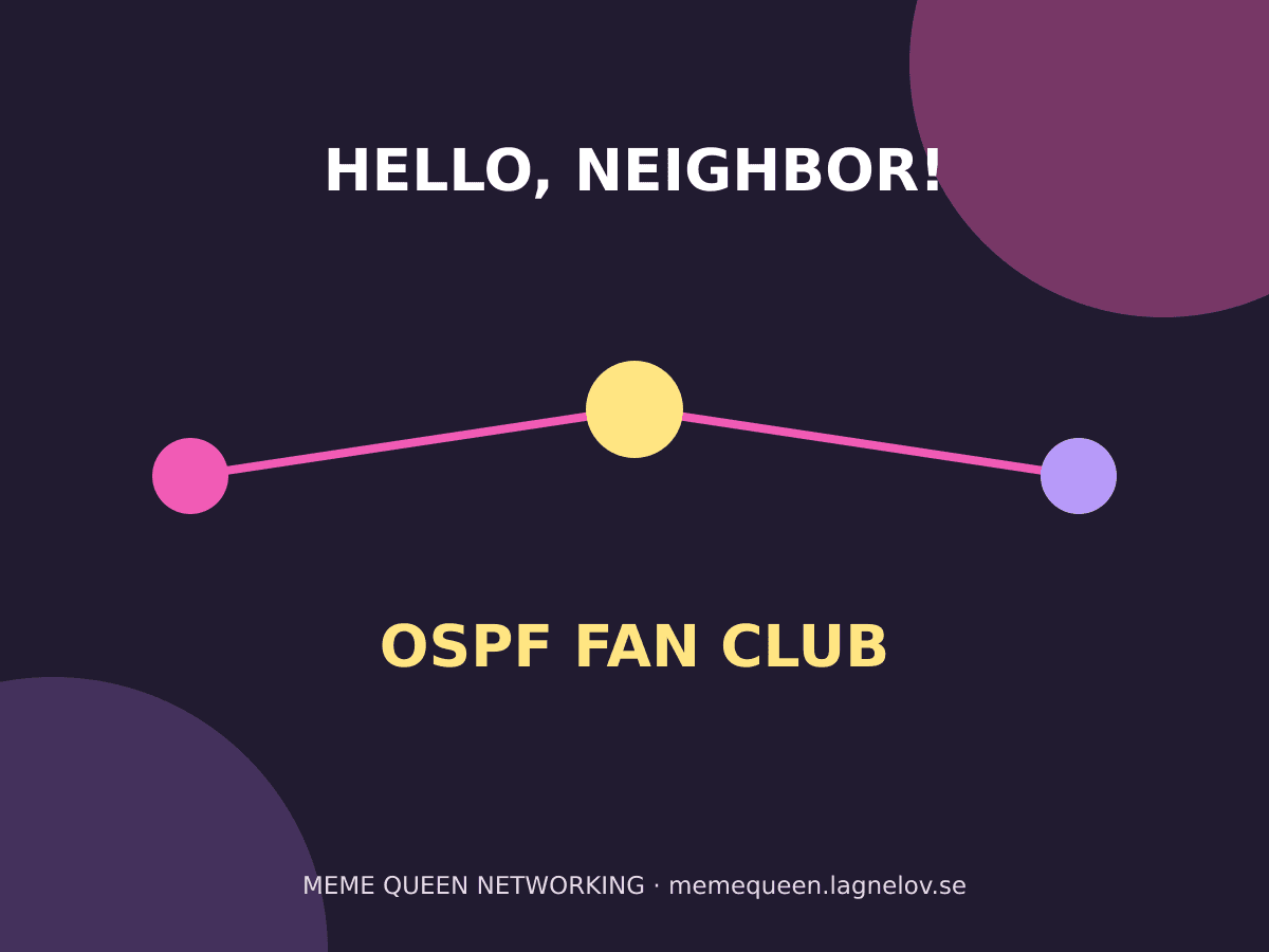 Hello, neighbor! OSPF sticker — design preview, not a product photograph.