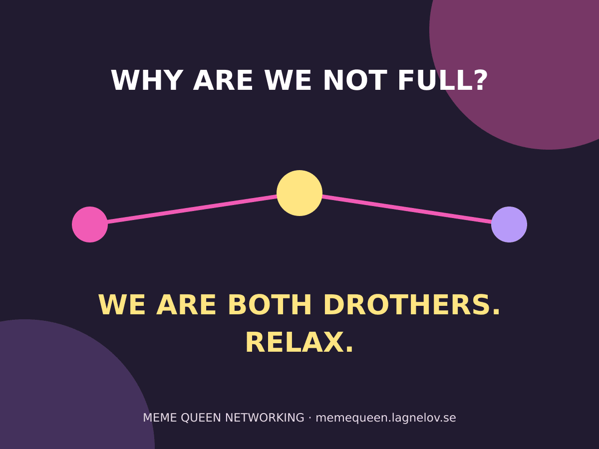 WHY ARE WE NOT FULL? WE ARE BOTH DROTHERS. RELAX. Original OSPF typography meme.